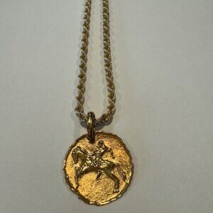 14kt gold made in Italy brutalist Pegasus pendant